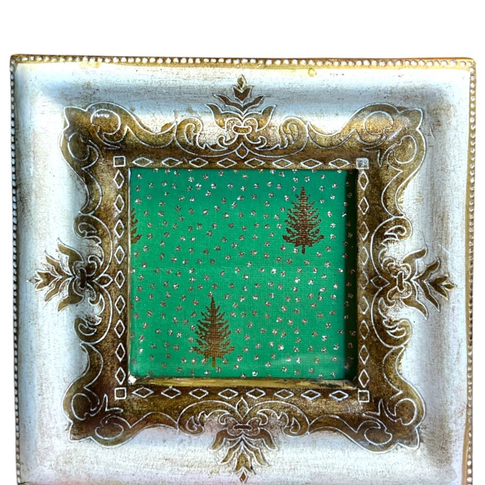 HOTEL COLLECTION Ornate Distressed Gold and Cream FRAME w/ Metallic Trees Print